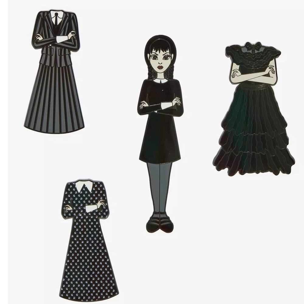 Loungefly Wednesday Outfits Magnetic Enamel Pin Set New